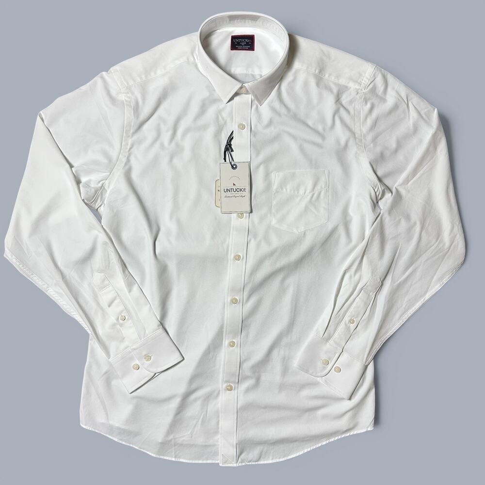 UNTUCKit Gironde Performance Shirt Mens Size L Tall White Stretch NWT